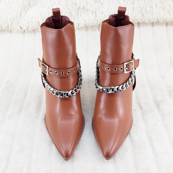 Demitri Tan Western Cowgirl Cowboy Pull On Elastic Panel Ankle Boots - Picture 11 of 11